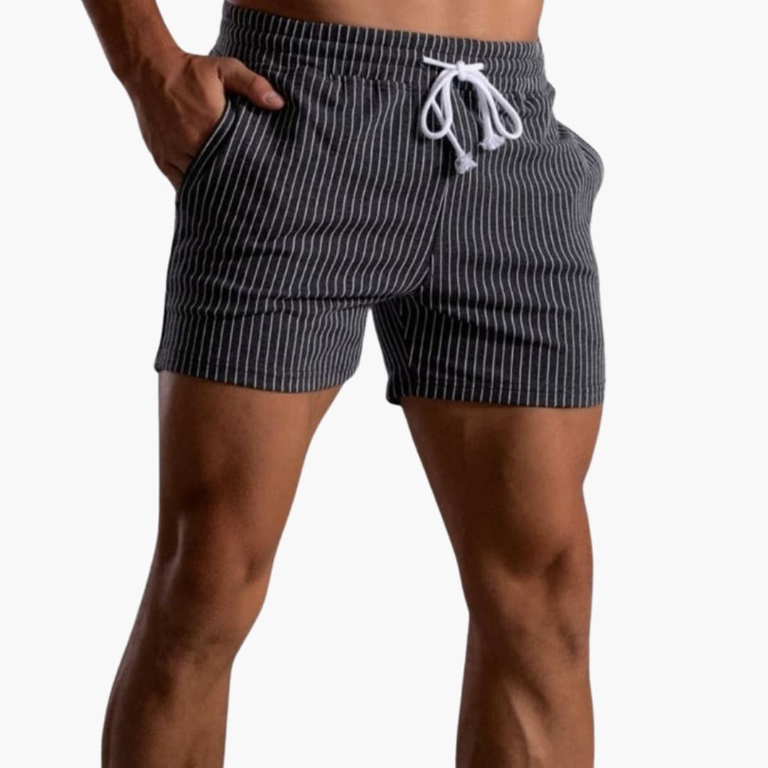 Men's Striped Elastic Waist Shorts
