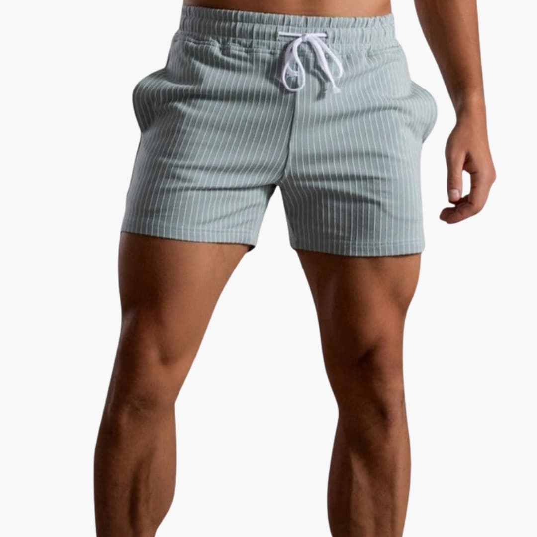 Men's Striped Elastic Waist Shorts