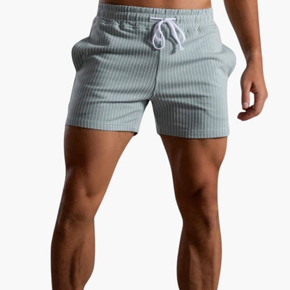 Men's Striped Elastic Waist Shorts
