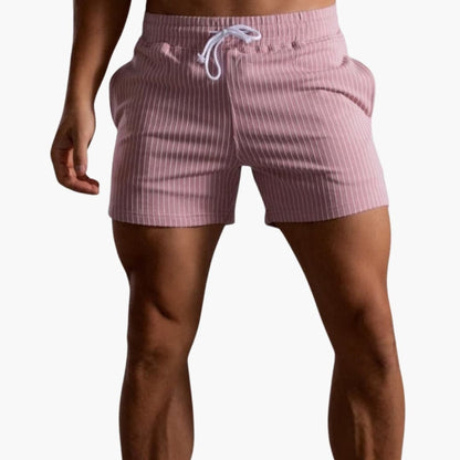 Men's Striped Elastic Waist Shorts