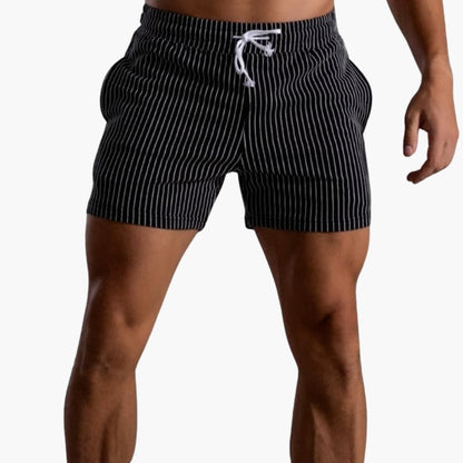 Men's Striped Elastic Waist Shorts