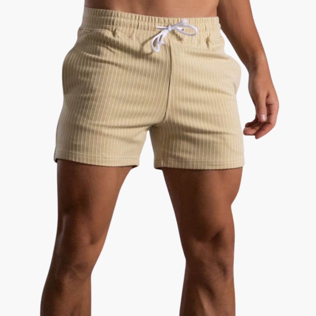Men's Striped Elastic Waist Shorts