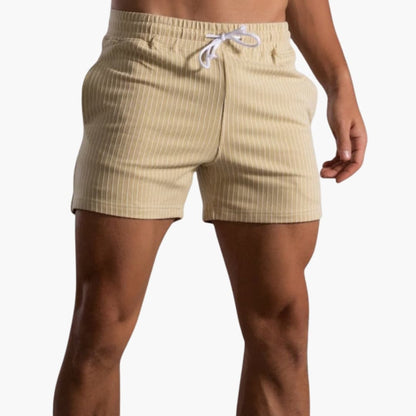 Men's Striped Elastic Waist Shorts