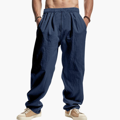 Men's Summer Pants Elastic Waistband Side Pockets