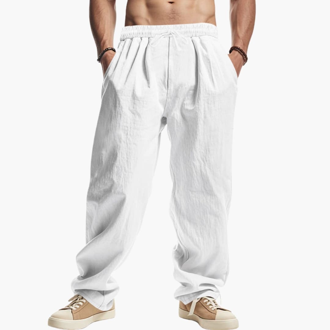 Men's Summer Pants Elastic Waistband Side Pockets