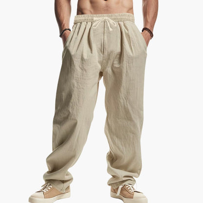 Men's Summer Pants Elastic Waistband Side Pockets