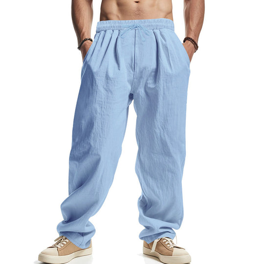 Men's Summer Pants Elastic Waistband Side Pockets