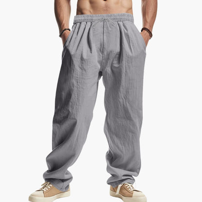 Men's Summer Pants Elastic Waistband Side Pockets