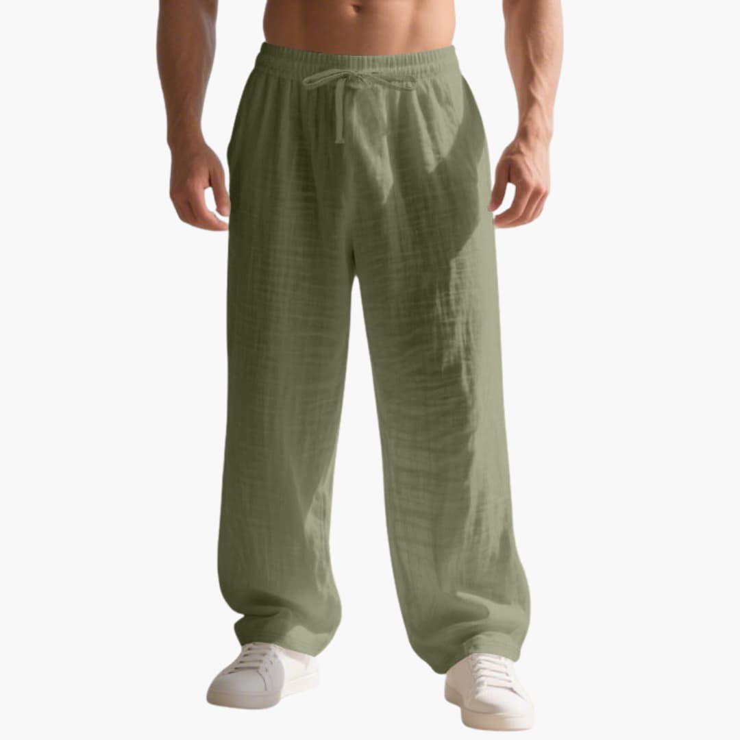 Men's Straight Leg Pants Elastic Waistband