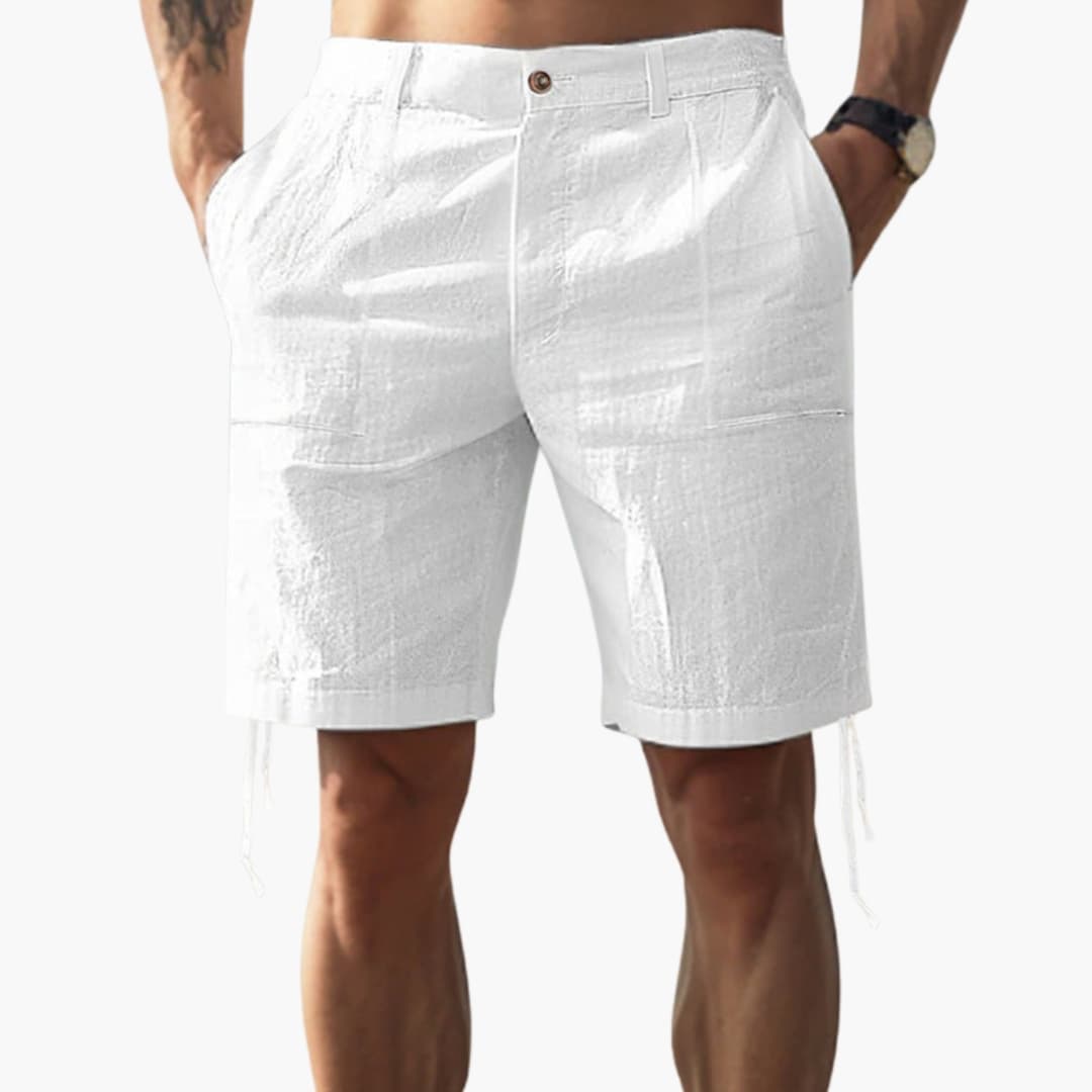Men's Summer Shorts Elastic Waist Straight Hem