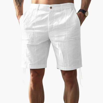Men's Summer Shorts Elastic Waist Straight Hem