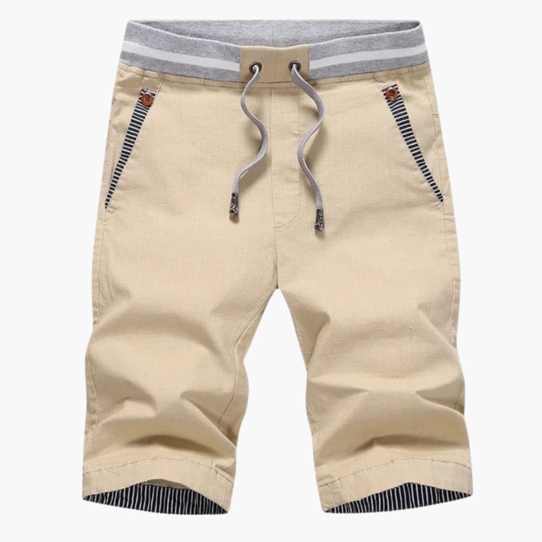 Men's Summer Shorts Elastic Waistband Beige