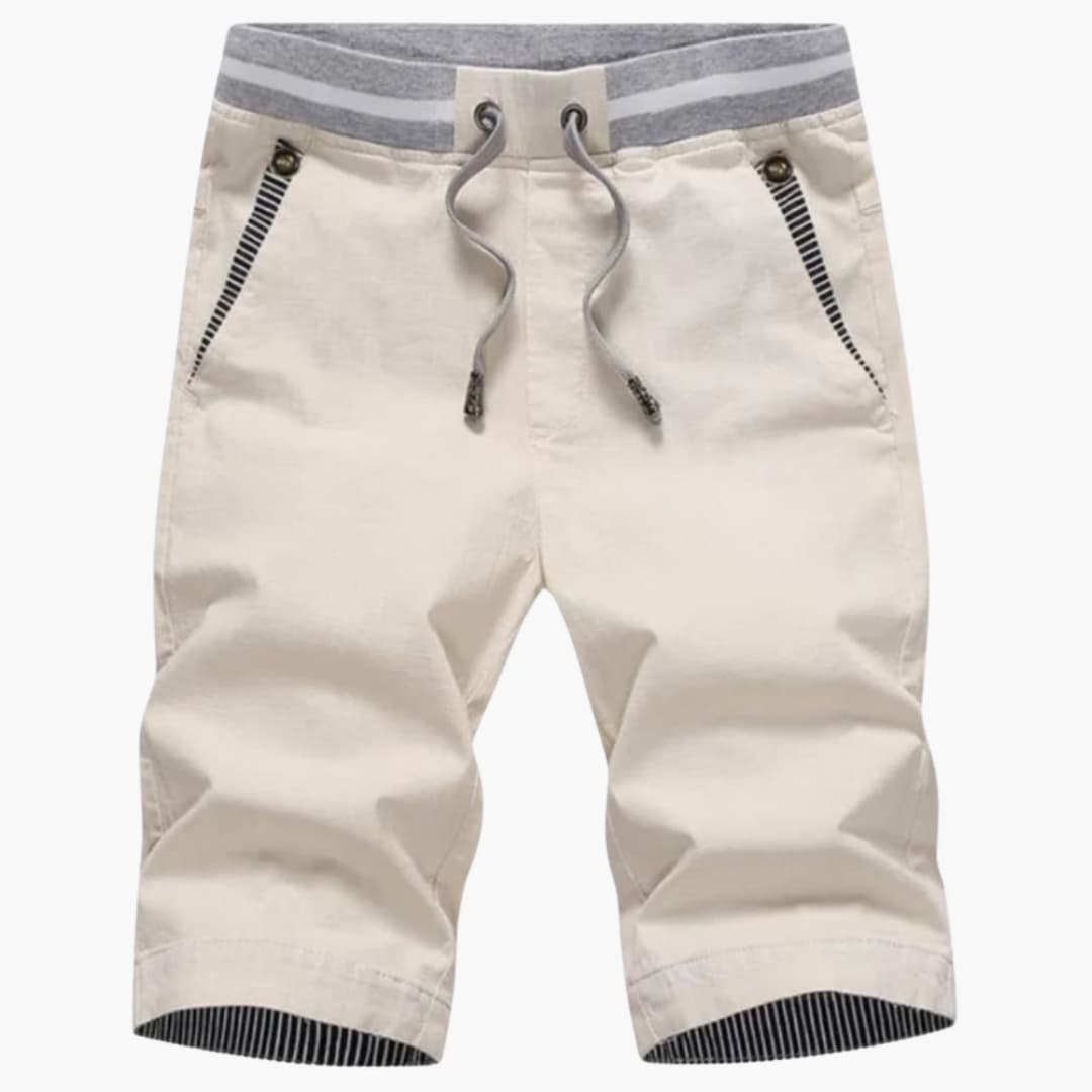 Men's Summer Shorts Elastic Waistband Beige - VibreMode