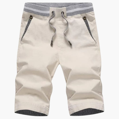 Men's Summer Shorts Elastic Waistband Beige - VibreMode