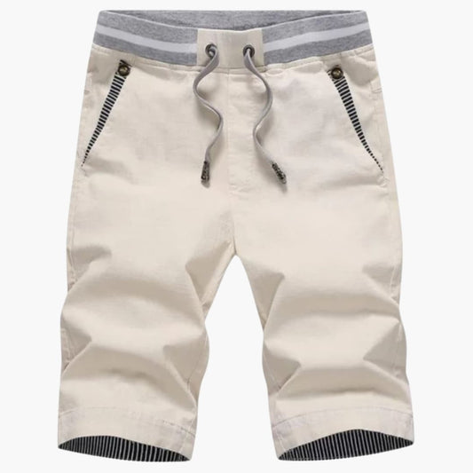 Men's Summer Shorts Elastic Waistband Beige - VibreMode