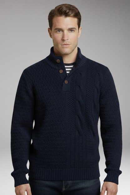 Men's Crew Neck Sweater Elbow Patches