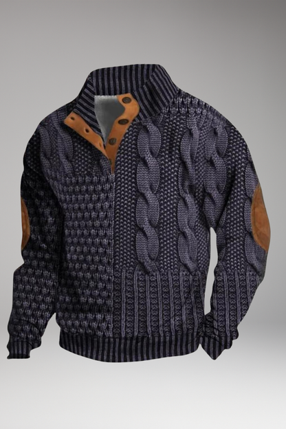 Men's Crew Neck Sweater Elbow Patches - VibreMode