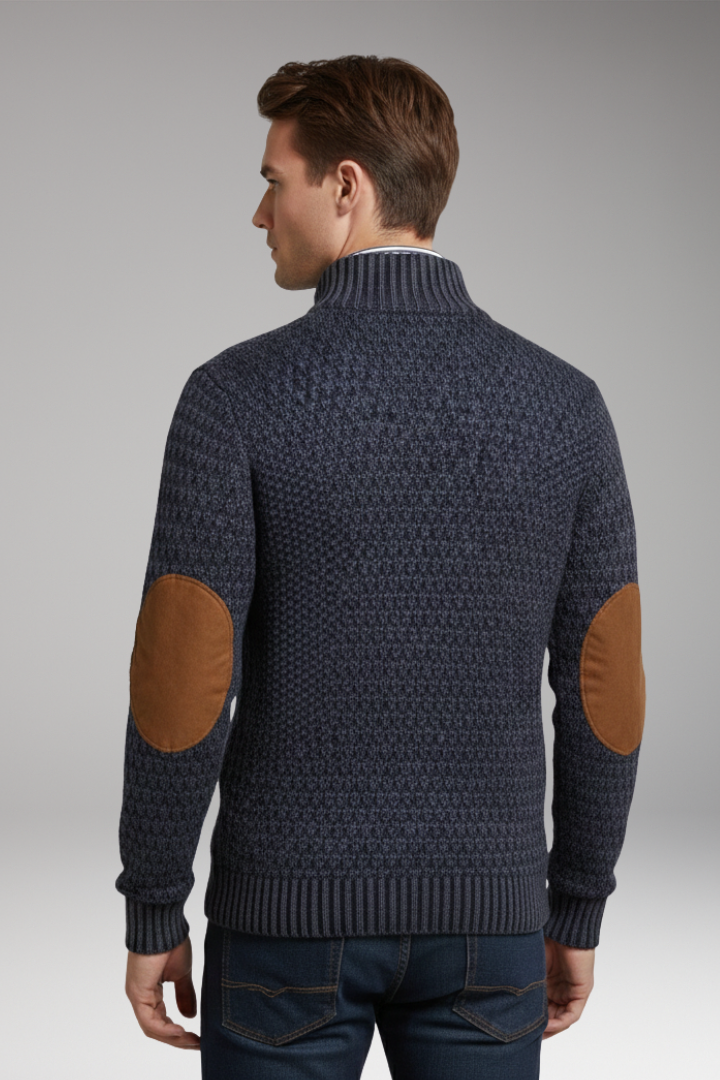 Men's Crew Neck Sweater Elbow Patches