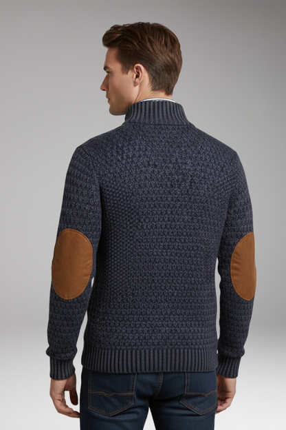 Men's Crew Neck Sweater Elbow Patches