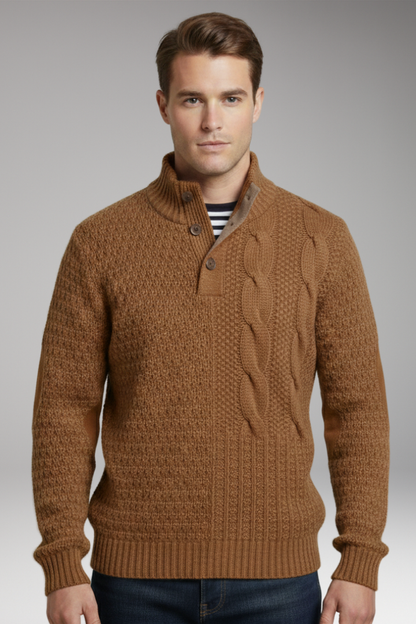 Men's Crew Neck Sweater Elbow Patches