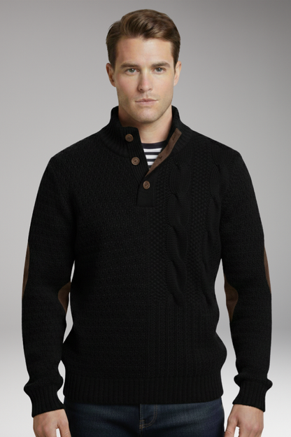 Men's Crew Neck Sweater Elbow Patches