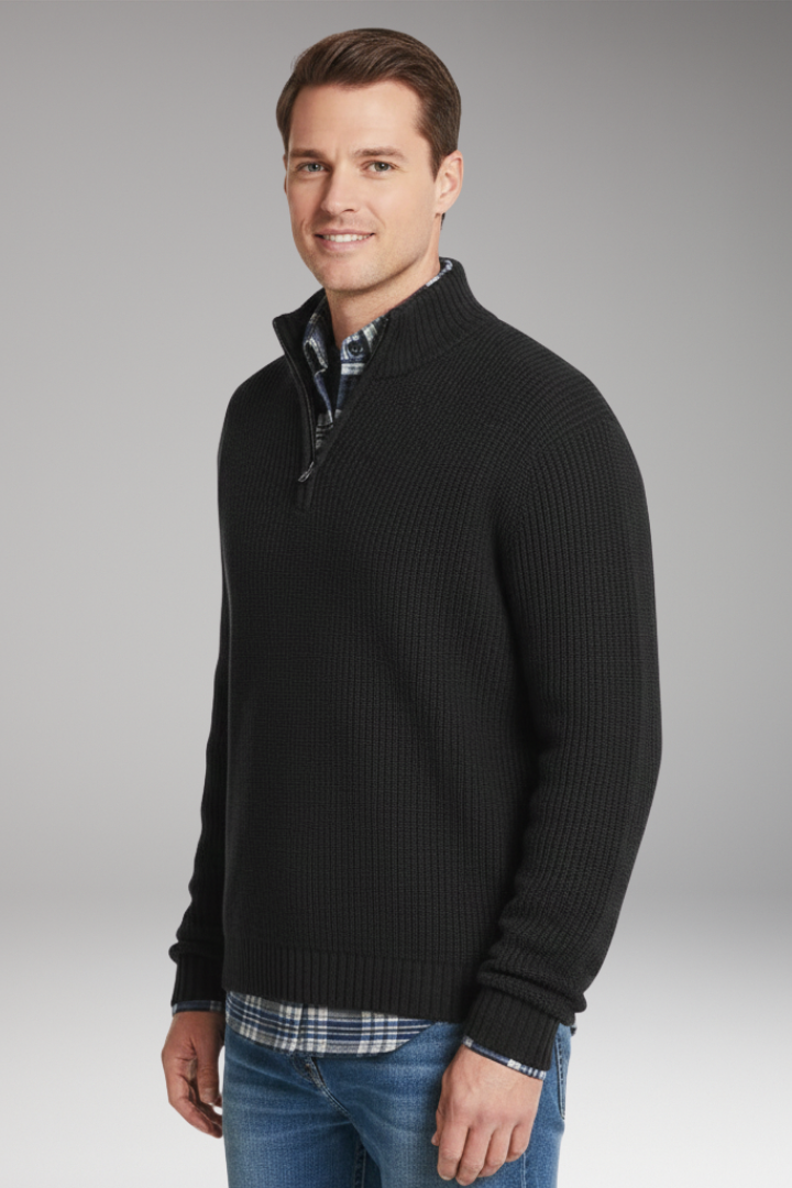 Men's Half-Zip Sweater Stand Collar