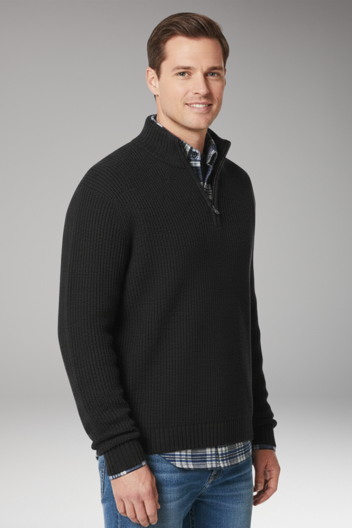 Men's Half-Zip Sweater Stand Collar