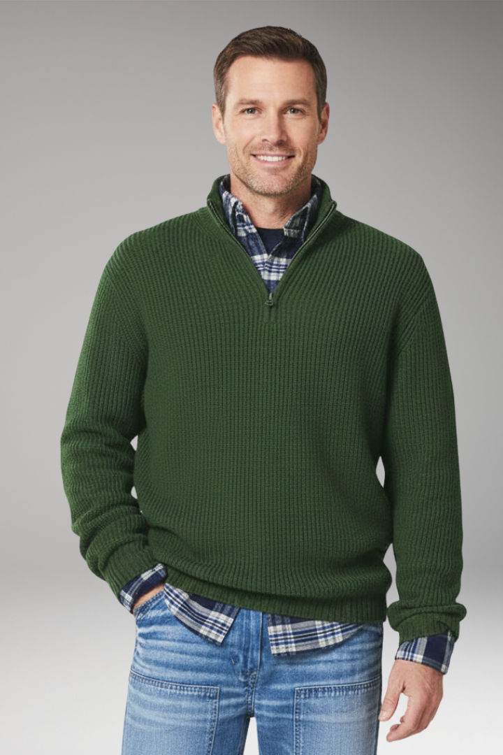 Men's Half-Zip Sweater Stand Collar
