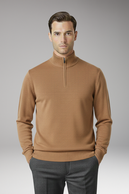 Men's Half Zip Sweater Ribbed Hem