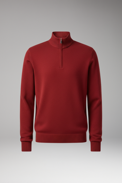 Men's Half Zip Sweater Ribbed Hem - VibreMode