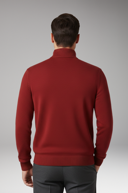 Men's Half Zip Sweater Ribbed Hem