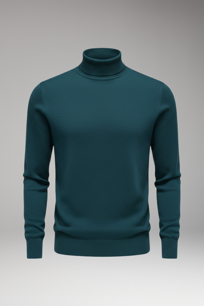 Men's High Neck Sweater Ribbed Trim - VibreMode
