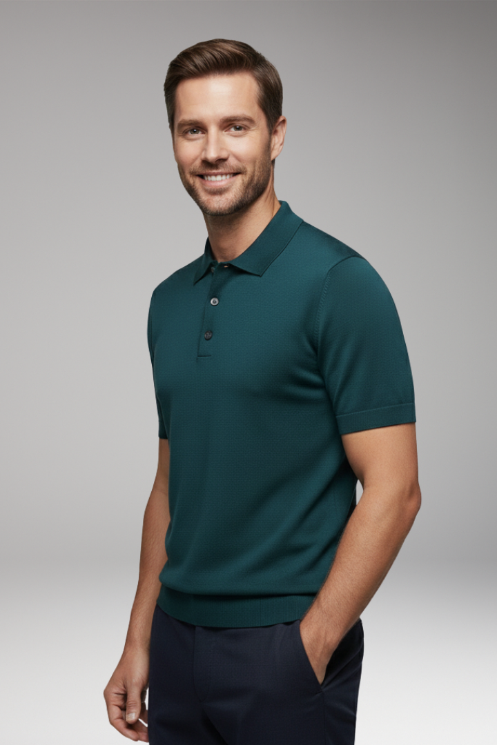 Men's High Neck Sweater Ribbed Trim