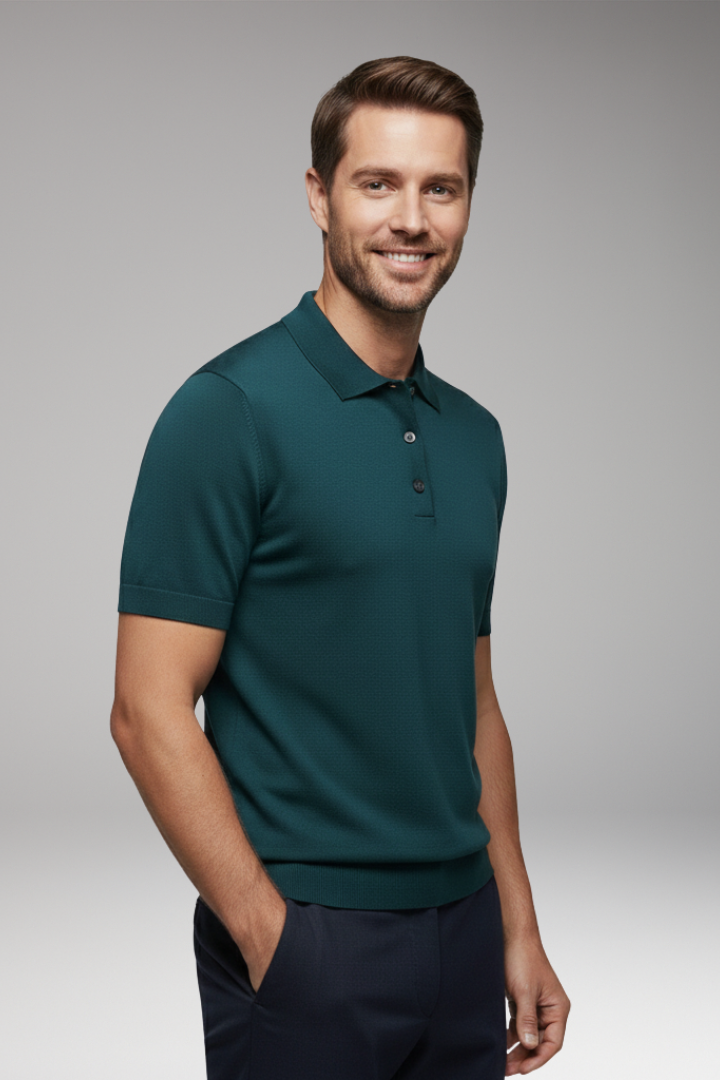 Men's High Neck Sweater Ribbed Trim