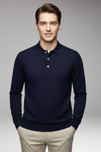 Men's High Neck Sweater Ribbed Trim