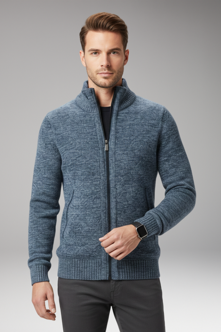 Men's Stand-Up Collar Zip Sweater