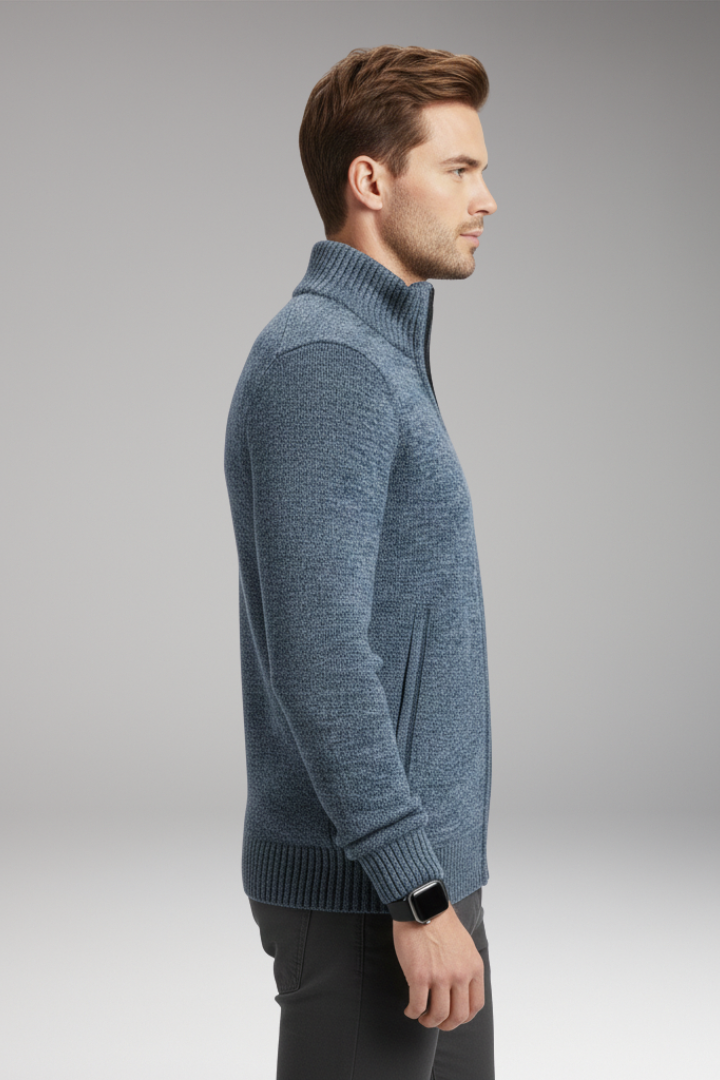 Men's Stand-Up Collar Zip Sweater