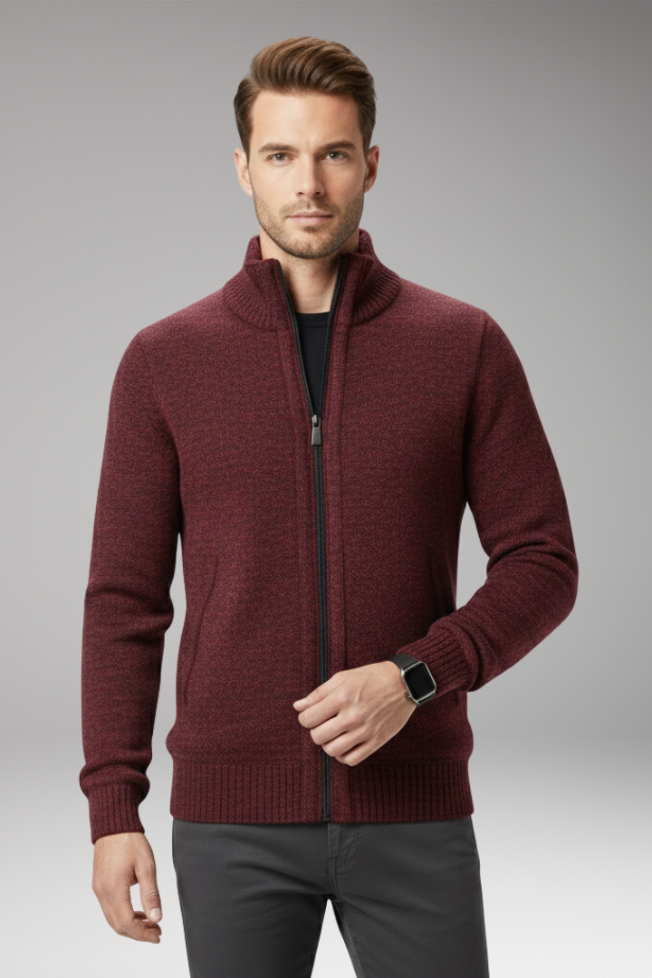 Men's Stand-Up Collar Zip Sweater