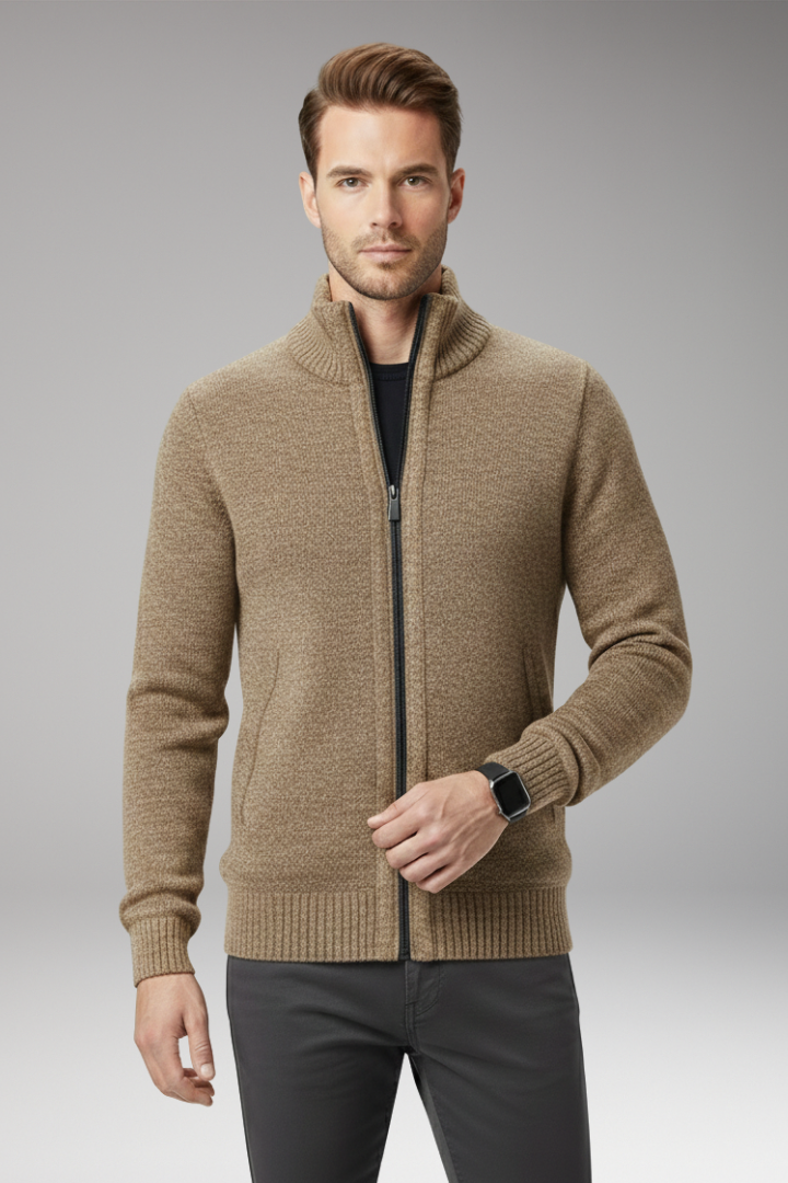 Men's Stand-Up Collar Zip Sweater