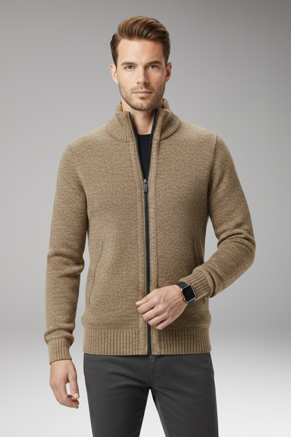 Men's Stand-Up Collar Zip Sweater