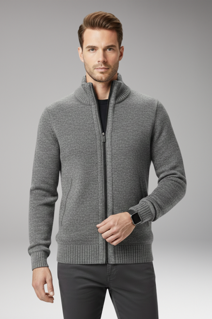 Men's Stand-Up Collar Zip Sweater