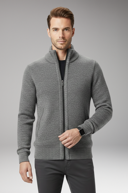 Men's Stand-Up Collar Zip Sweater