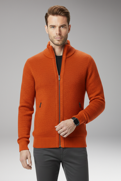 Men's Stand-Up Collar Zip Sweater