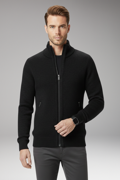 Men's Stand-Up Collar Zip Sweater