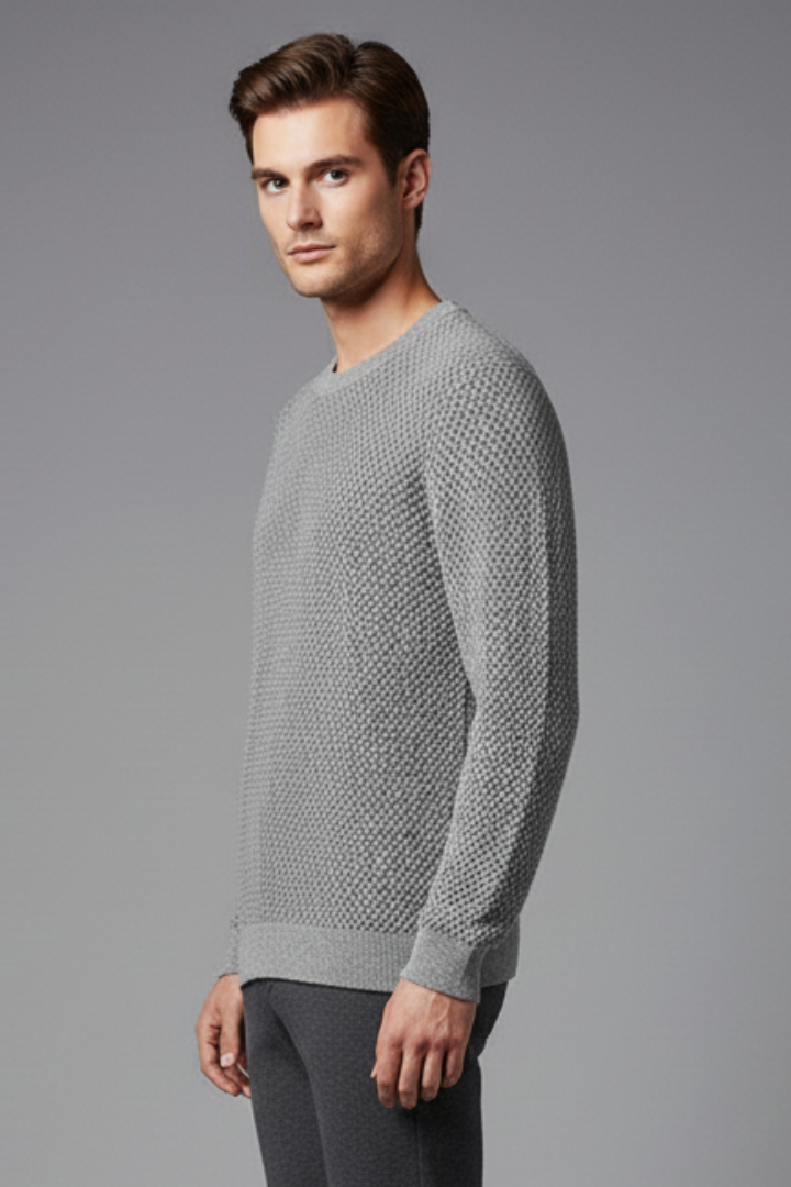 Men's Textured Knit Sweater Long Sleeves