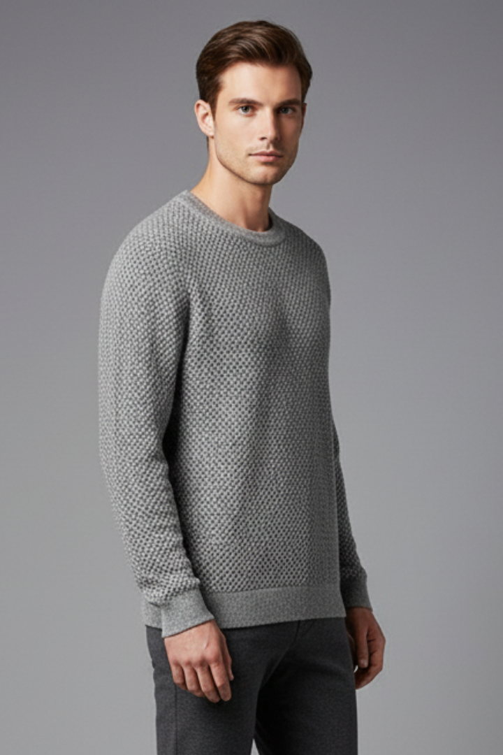 Men's Textured Knit Sweater Long Sleeves