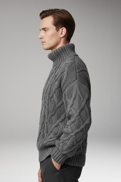 Men's Cable Knit Turtleneck Sweater