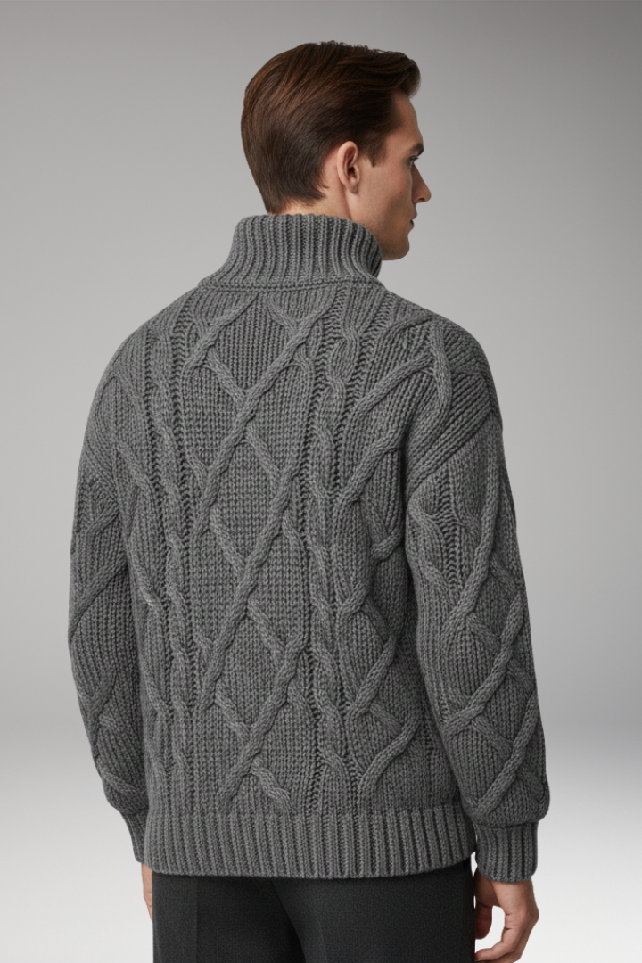 Men's Cable Knit Turtleneck Sweater