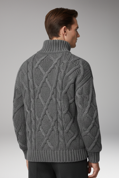 Men's Cable Knit Turtleneck Sweater
