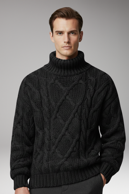Men's Cable Knit Turtleneck Sweater